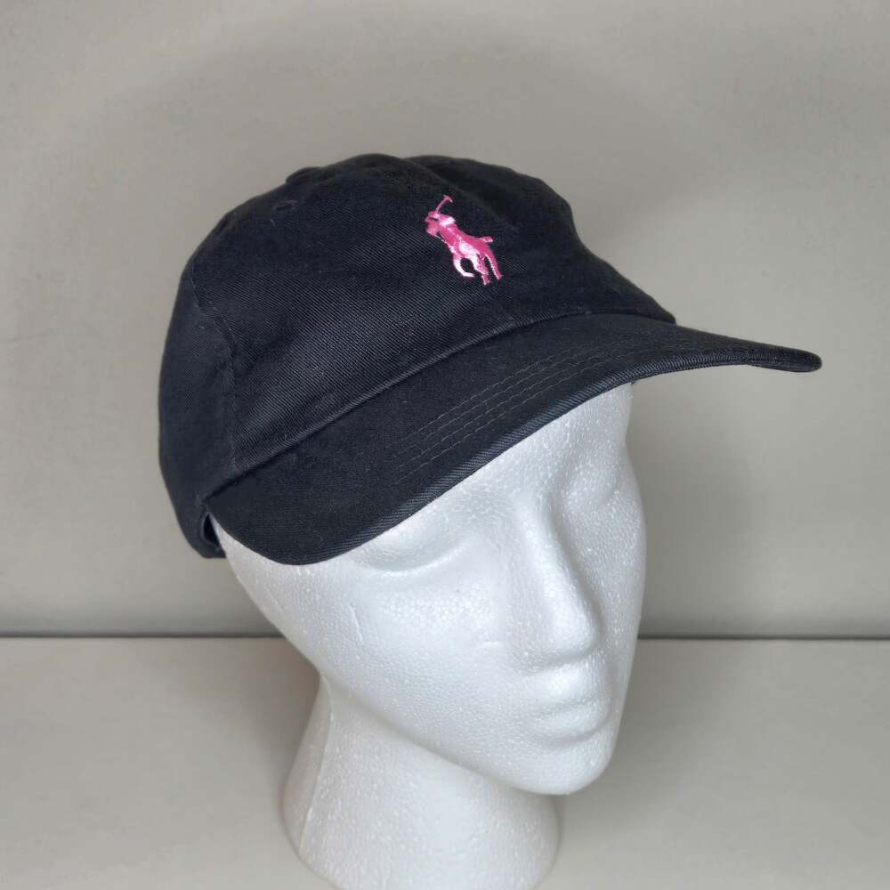 Ralph Lauren Pink Pony Twill Ball Cap Black Hat